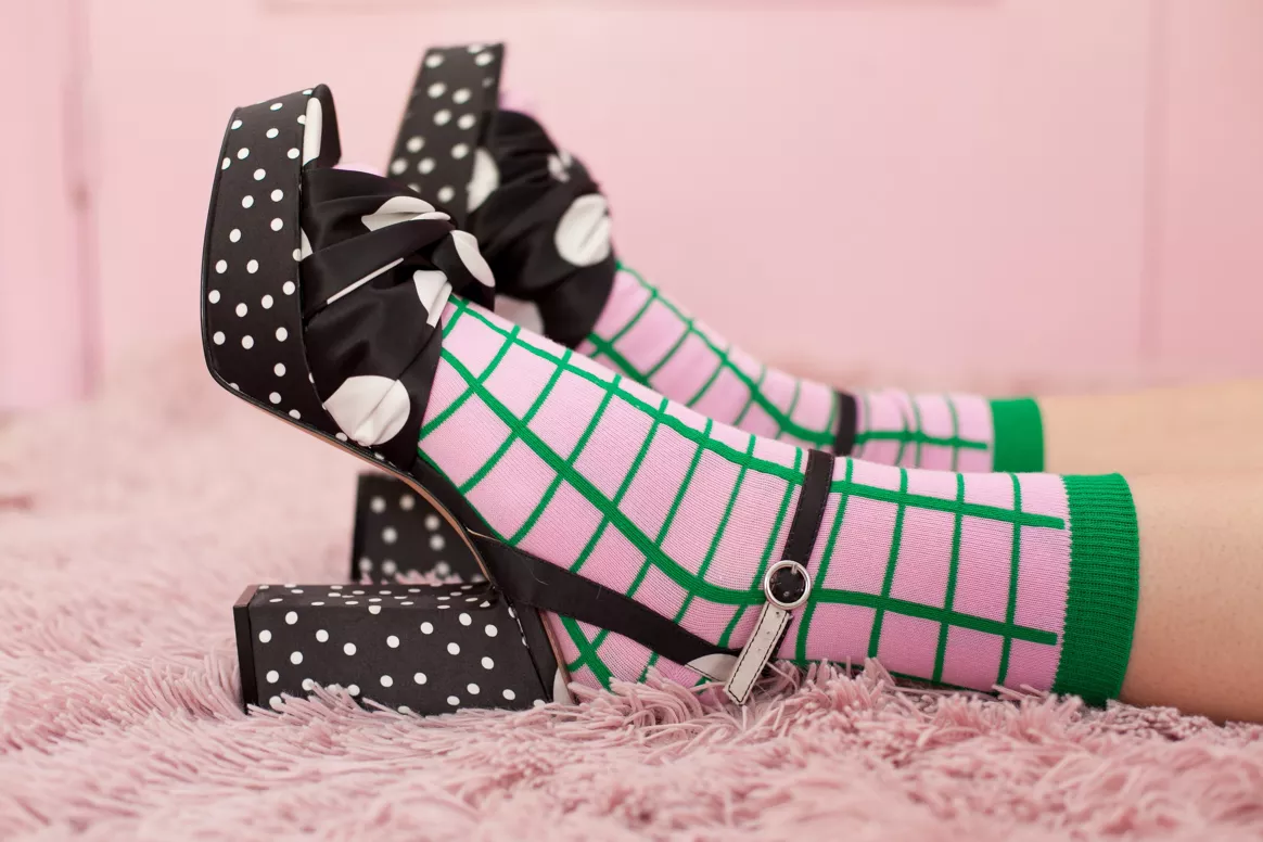 PINK SQUARE WOMAN SOCKS